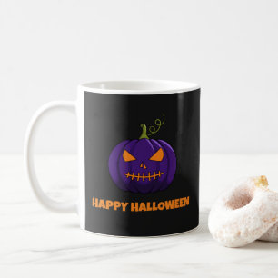 Happy Halloween Coffee Mug With Purple Pumpkin