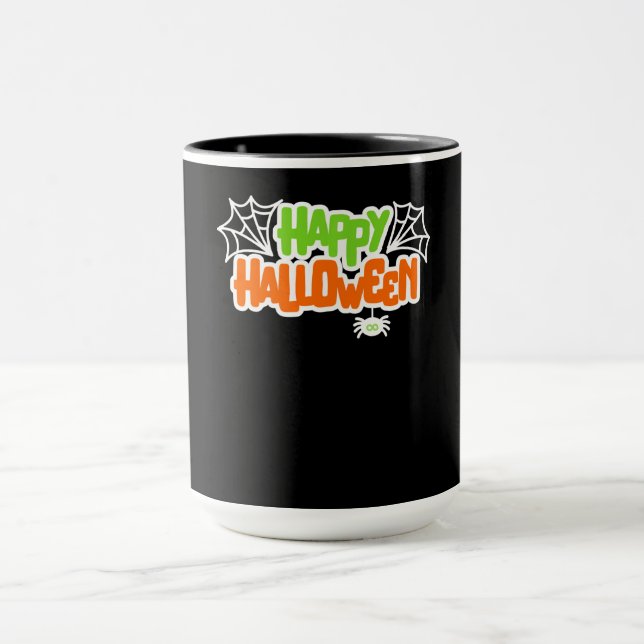 Happy Halloween Colourful Cute Spider Web Mug (Center)