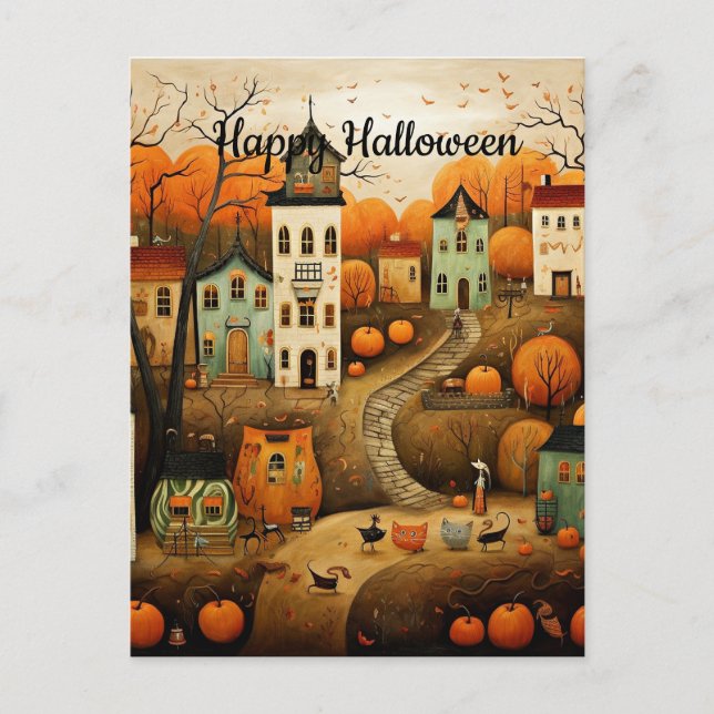Happy Halloween colourful illustration Postcard (Front)