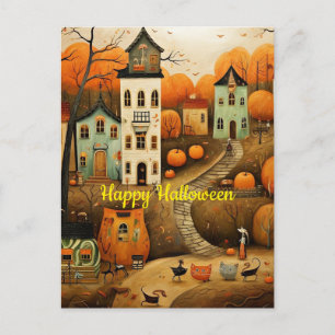 Happy Halloween colourful illustration Postcard