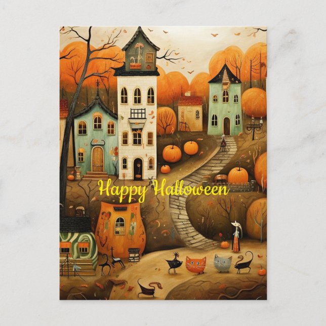 Happy Halloween colourful illustration Postcard (Front)