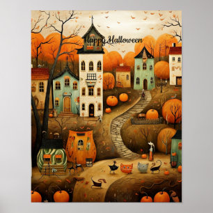 Happy Halloween colourful illustration Poster