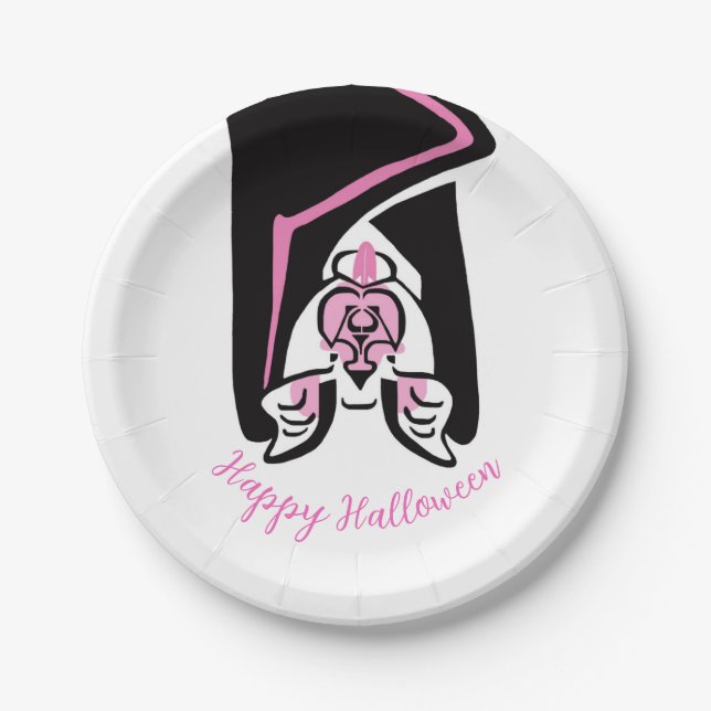 Happy Halloween - Cool Black BAT- Party Paper Plate (Front)