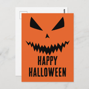 Happy Halloween Cool scary Jack O'Lantern pumpkin Postcard