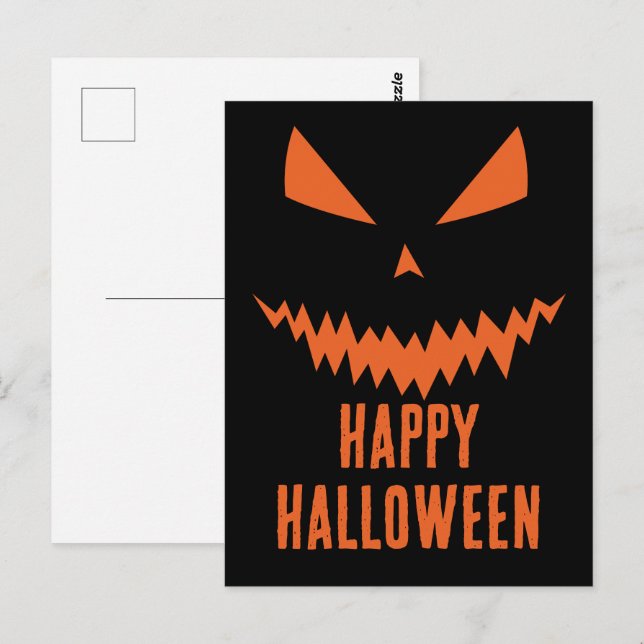 Happy Halloween Cool scary Jack O'Lantern pumpkin Postcard (Front/Back)