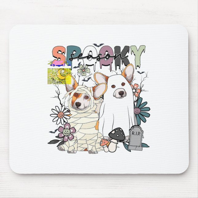Happy Halloween Corgi Ghost Spooky Season Fall Aut Mouse Pad (Front)