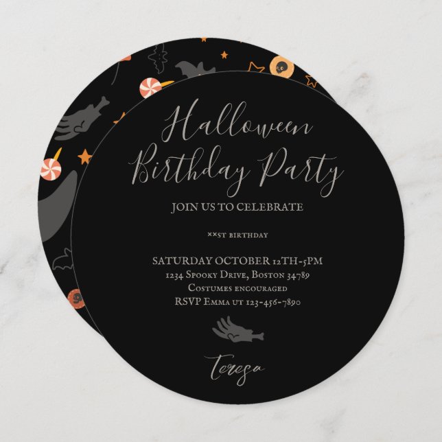 Happy Halloween Costume Birthday Party  Invitation (Front/Back)