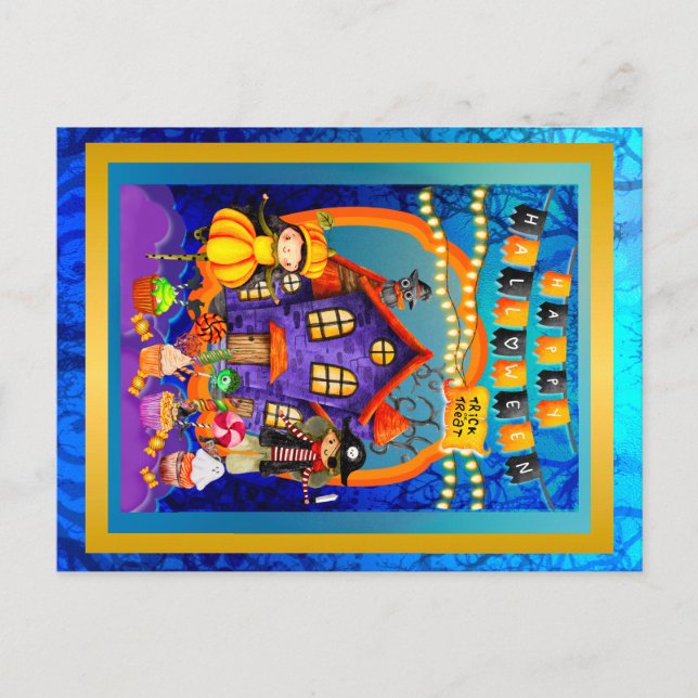Happy Halloween Costume kids Party Celebration Postcard (Front)