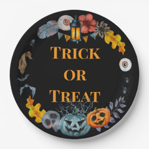 Happy Halloween Costume Party Pumpkin Paper Plate