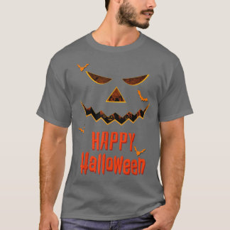 Happy Halloween Costume With Pumpkin Face & Bats 4 T-Shirt