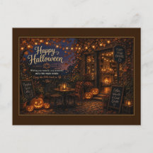 Happy Halloween Cosy Coffee Shop Postcard