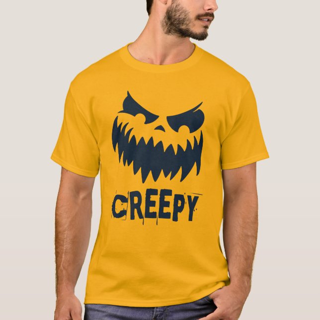 Happy Halloween Creepy Face  T-Shirt (Front)