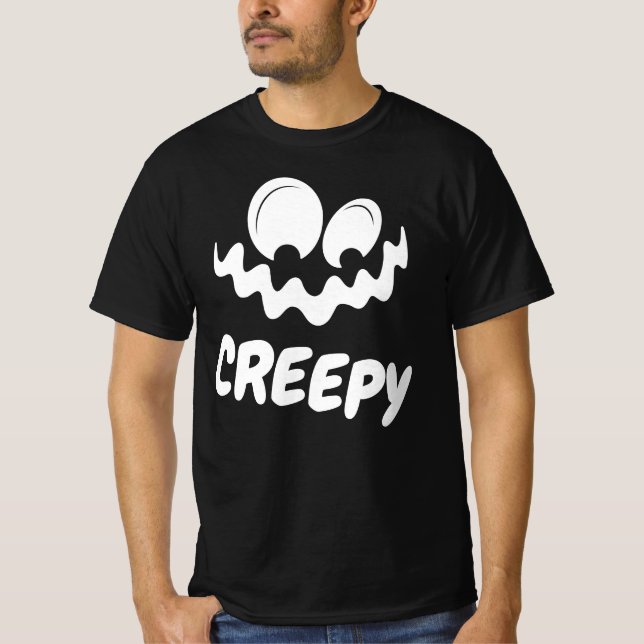 Happy Halloween Creepy Funny Face  T-Shirt (Front)