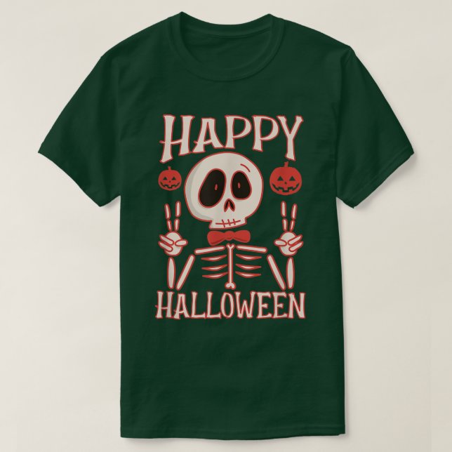 Happy Halloween Creepy Skeleton Pumpkins Party Cos T-Shirt (Design Front)