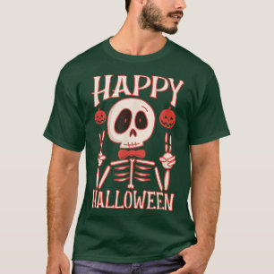 Happy Halloween Creepy Skeleton Pumpkins Party Cos T-Shirt