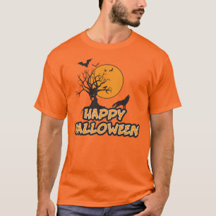 Happy Halloween Creepy Tree & Howling Wolf T-Shirt