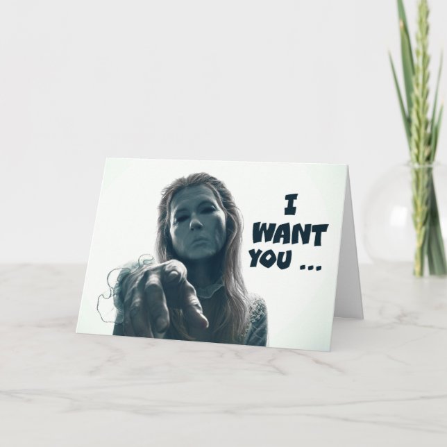 Happy Halloween Creepy Woman Ghost Humour Holiday Card (Front)