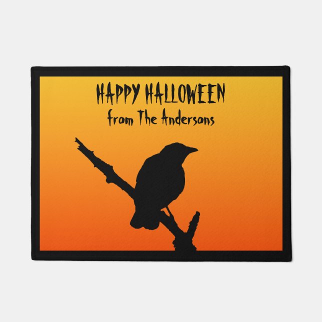 Happy Halloween Crow Doormat (Front)