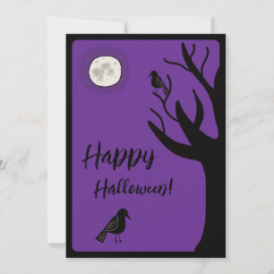 Happy Halloween Crow Flat Greeting Card Download