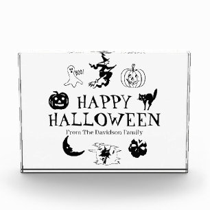 Happy Halloween custom name black spooky decor Pho Photo Block