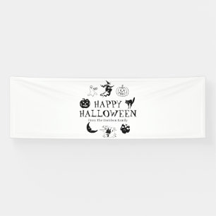 Happy Halloween custom name black white spooky Banner