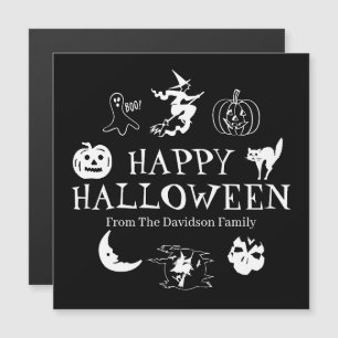 Happy Halloween custom name black white spooky Mag