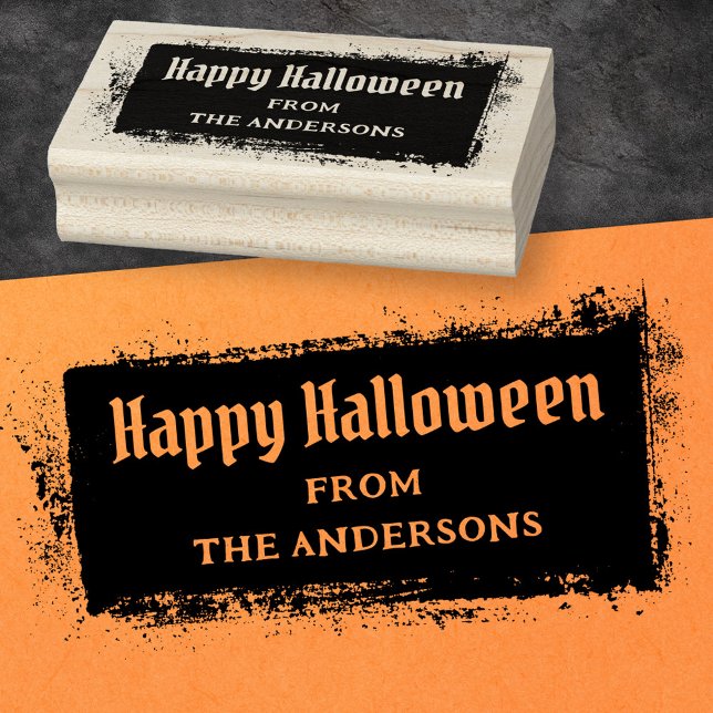 Happy Halloween custom name dirty gritty grunge Rubber Stamp (Happy Halloween custom name dirty gritty grunge Rubber Stamp)
