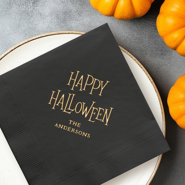 Happy Halloween custom name or text Foil Napkins (Happy Halloween custom name or text Foil Napkins)