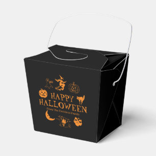 Happy Halloween custom name treat black orange Favour Box