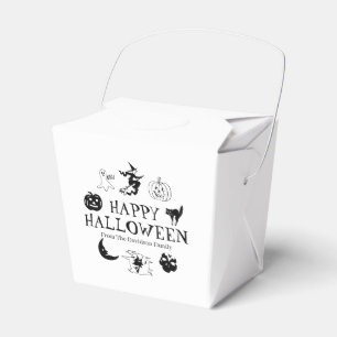 Happy Halloween custom name treat black white Favour Box