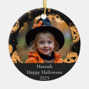 Happy Halloween Custom Orange Pumpkins Ornament