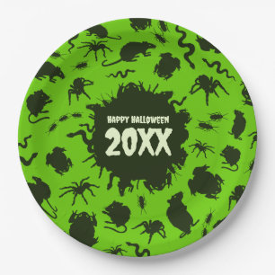 Happy Halloween Custom Text Dark Creepy Crawlies Paper Plate