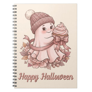 Happy Halloween Cute Autumn Harvest Ghost&Cupcake Notebook