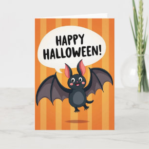 Happy Halloween Cute Bat Card