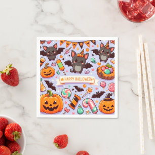 Happy halloween cute bats candy napkin