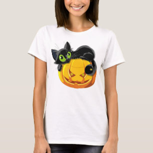 happy Halloween cute cat and pumpkin T-Shirt