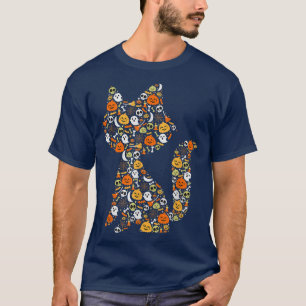 Happy Halloween Cute Cat Funny Witch Pumpkin T-Shirt