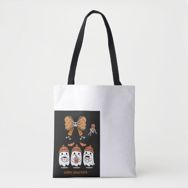 Happy Halloween – cute coffee ghosts Tote Bag (Front)