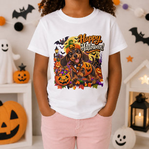 Happy Halloween Cute Dachshund Pumpkin Costume T-Shirt