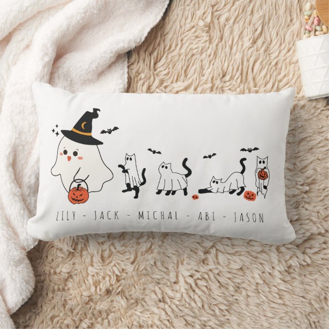 Happy Halloween Cute Ghost Cats Lumbar Cushion (Blanket)