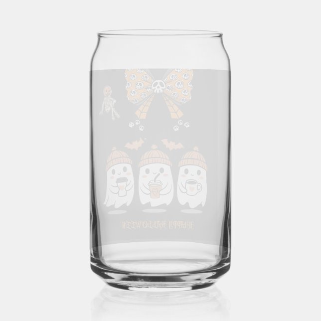Happy Halloween – cute ghost coffee Can Glass (Front)