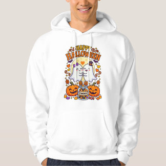 Happy Halloween Cute Ghost Couple with Candy Jar Hoodie