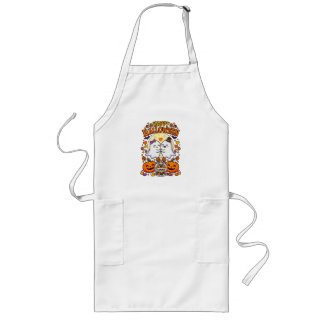 Happy Halloween Cute Ghost Couple with Candy Jar Long Apron