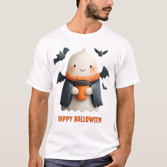 Happy Halloween Cute Ghost Design T-Shirt (Front)