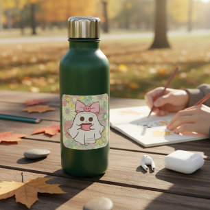 Happy Halloween: Cute Ghost Floral Square Sticker