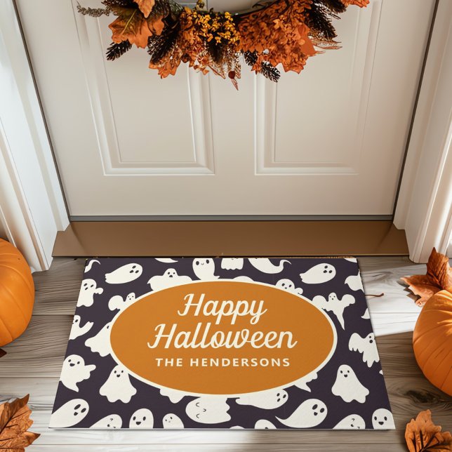 Happy Halloween Cute Ghost Personalised Doormat (Creator Uploaded)