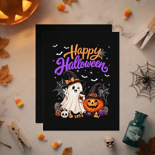 Happy Halloween Cute Ghost Pumpkin Spooky Invitation