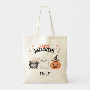 Happy Halloween Cute Ghost Pumpkin Tote Bag