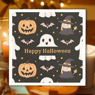 Happy Halloween Cute Ghost Pumpkin Witch Paper Napkin