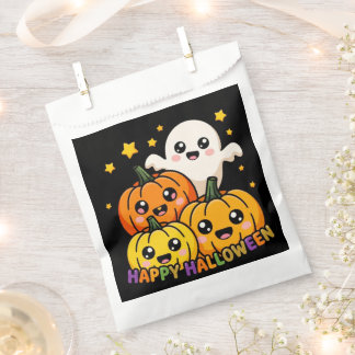 Happy Halloween Cute Ghost & Pumpkins Paper Favour Bags